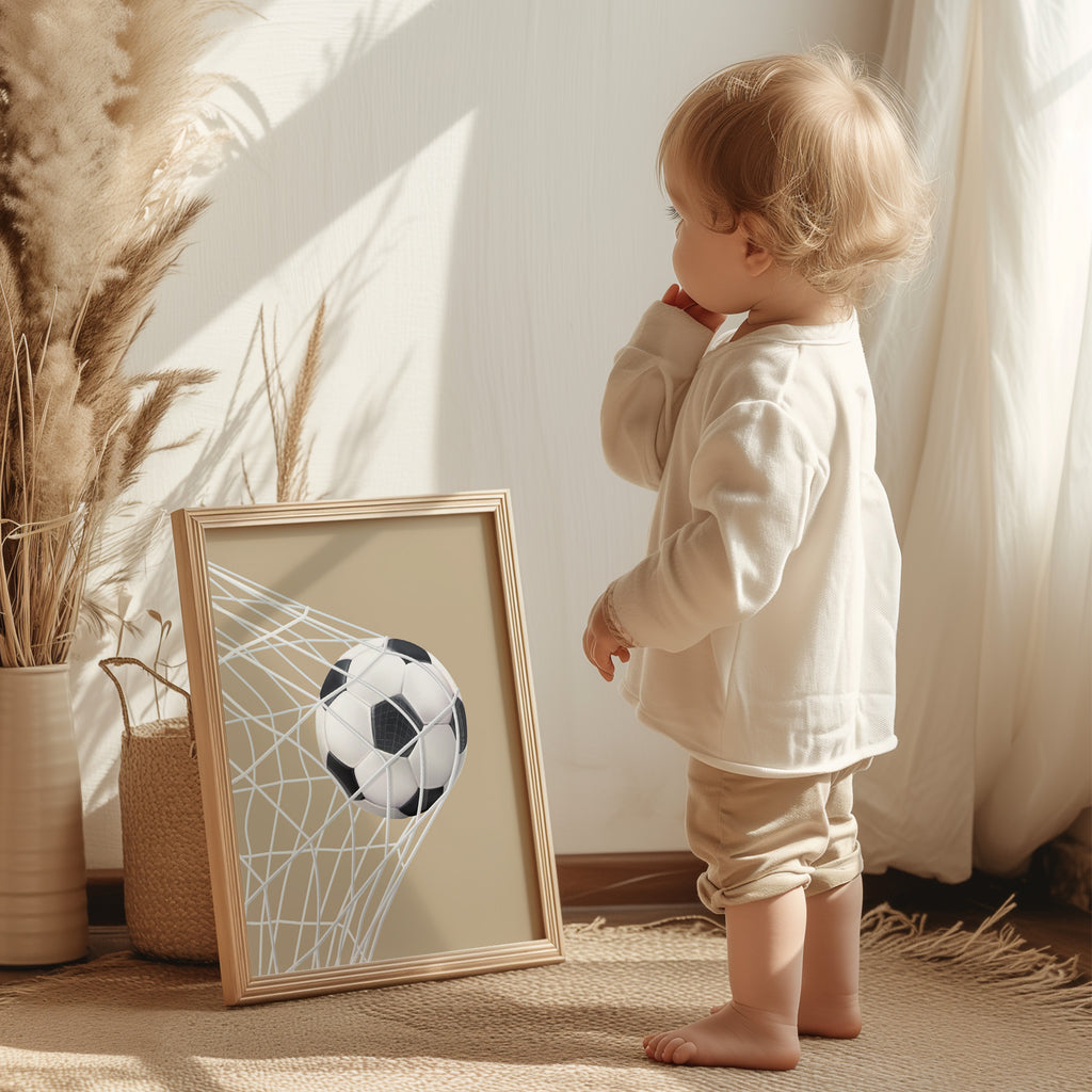 Neutral Football Wall Art Print, Boys Bedroom Decor Poster