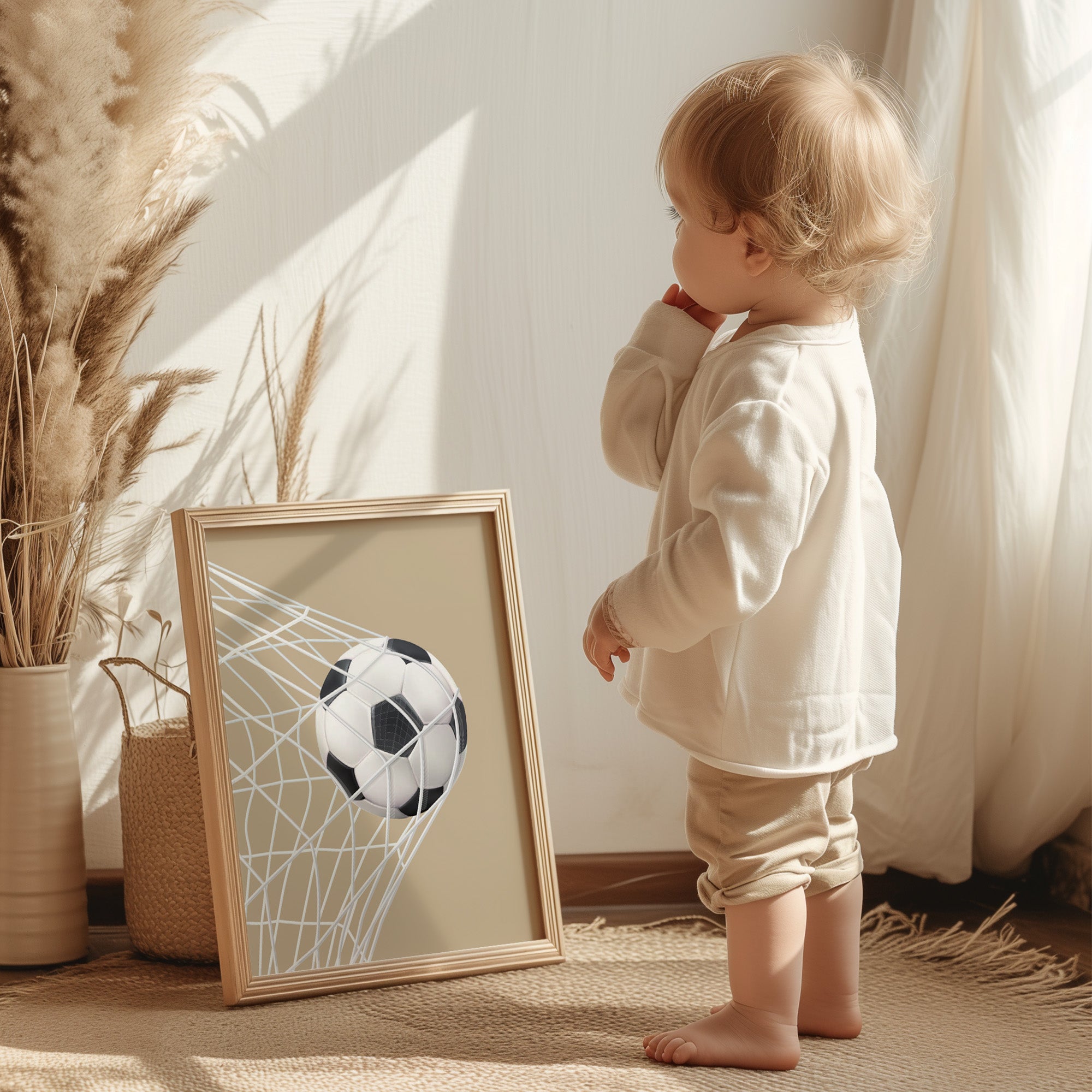 Neutral Football Wall Art Print, Boys Bedroom Decor Poster