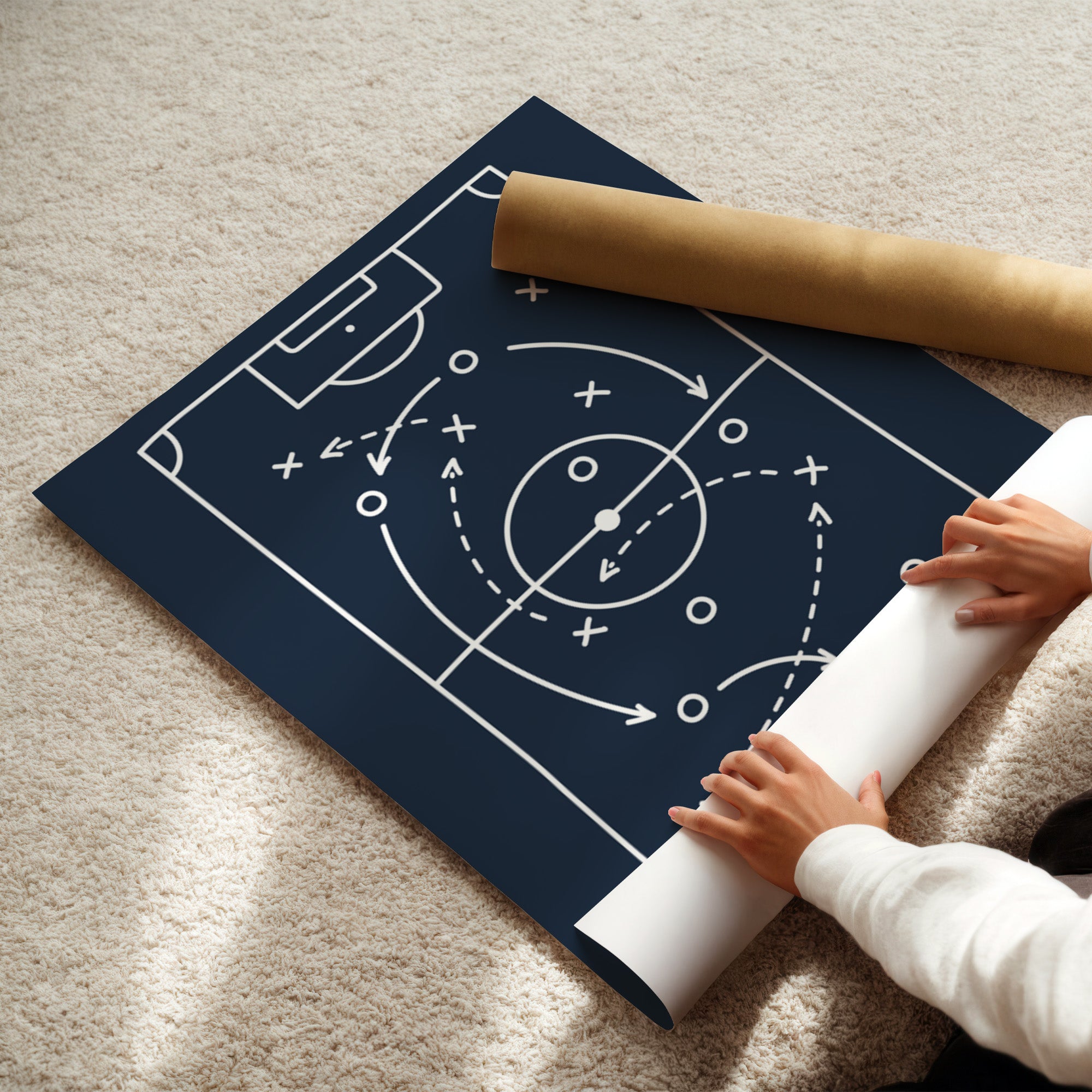 Personalised football wall art set of 3 room mockup
