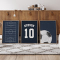 Personalised Football Pitch Prints Set of 3, Navy Wall Art