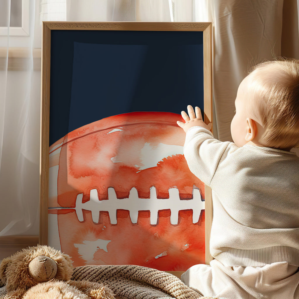 Sports Wall Art Set of 3 Boys Bedroom Prints Navy Kids Sports Decor
