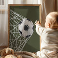 Green Football Goal Net Wall Art Print, Boys Room Decor Poster