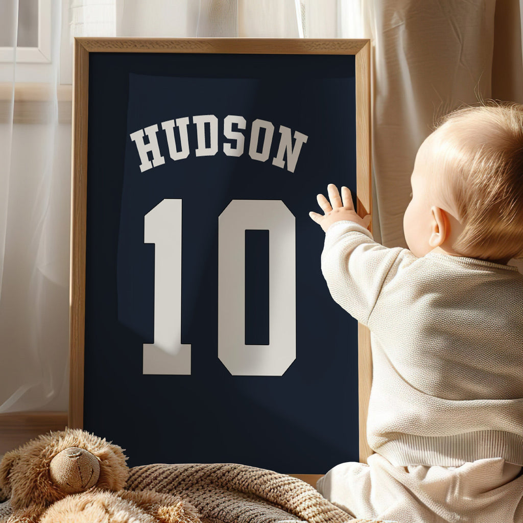 Personalised Football Pitch Prints Set of 3, Navy Wall Art - artwork detail