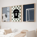 Football Wall Art Set of 3 Personalised – Boys Bedroom Decor