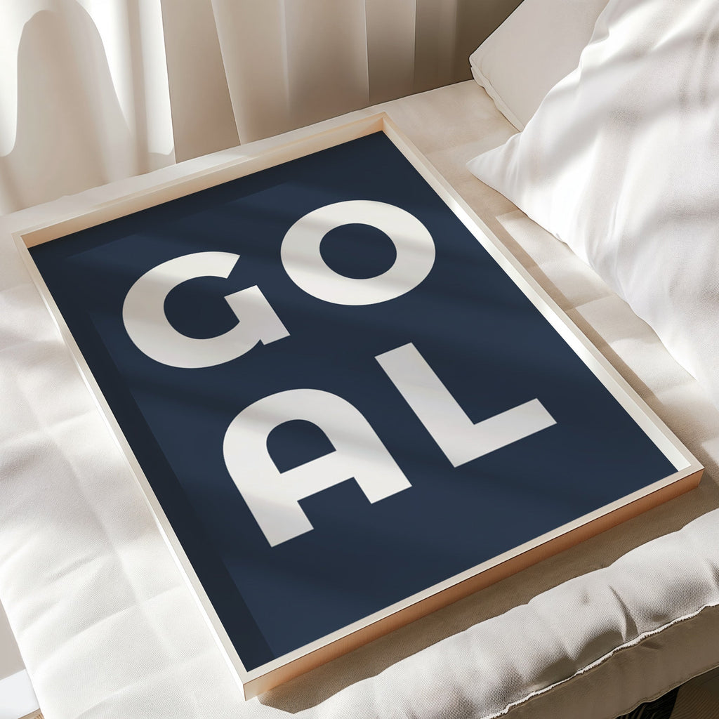 Football Goal Typography Print, Sage or Navy Boys Wall Art - print flat lay
