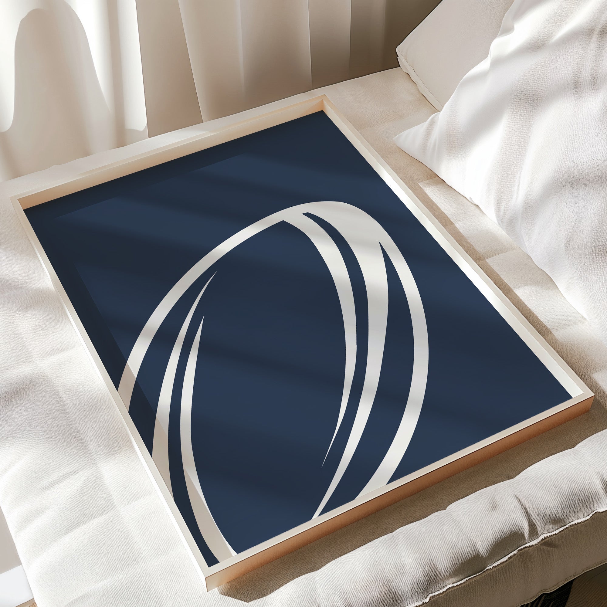 Rugby Wall Art Set of 3 Navy Boys Bedroom Decor Nursery Sports Prints