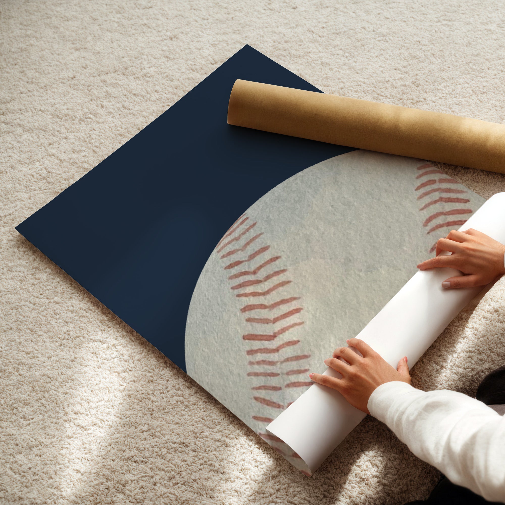 Sports Wall Art Set of 3 Boys Bedroom Prints Navy Kids Sports Decor