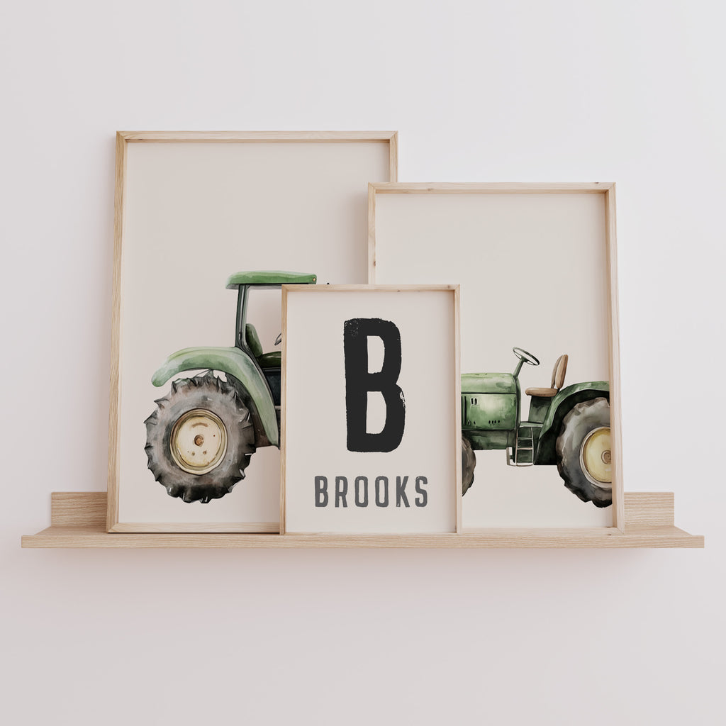 Personalised Tractor Wall Art Set of 3 Boys Farm Bedroom Prints Nursery Decor