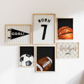 Personalised Sports Wall Art Set of 6, Neutral Kids Prints