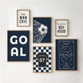 Personalised Football Prints Set of 6, Boys Bedroom Wall Art