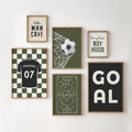 Personalised Olive Football Prints Set of 6, Boys Bedroom