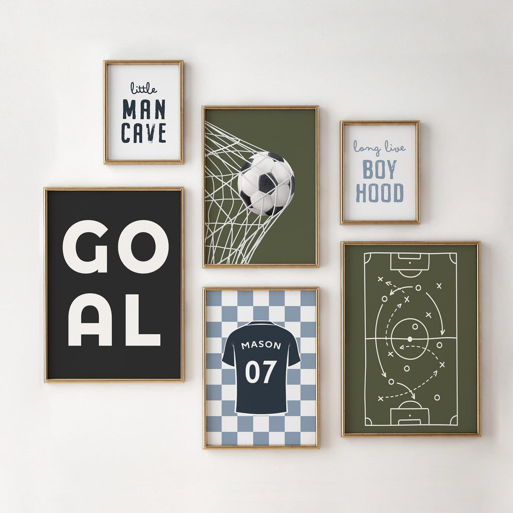 Personalised Football and Boyhood Prints Set of 6