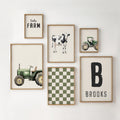 Personalised Farm Wall Art Set of 6 Olive Green Boys Room Prints