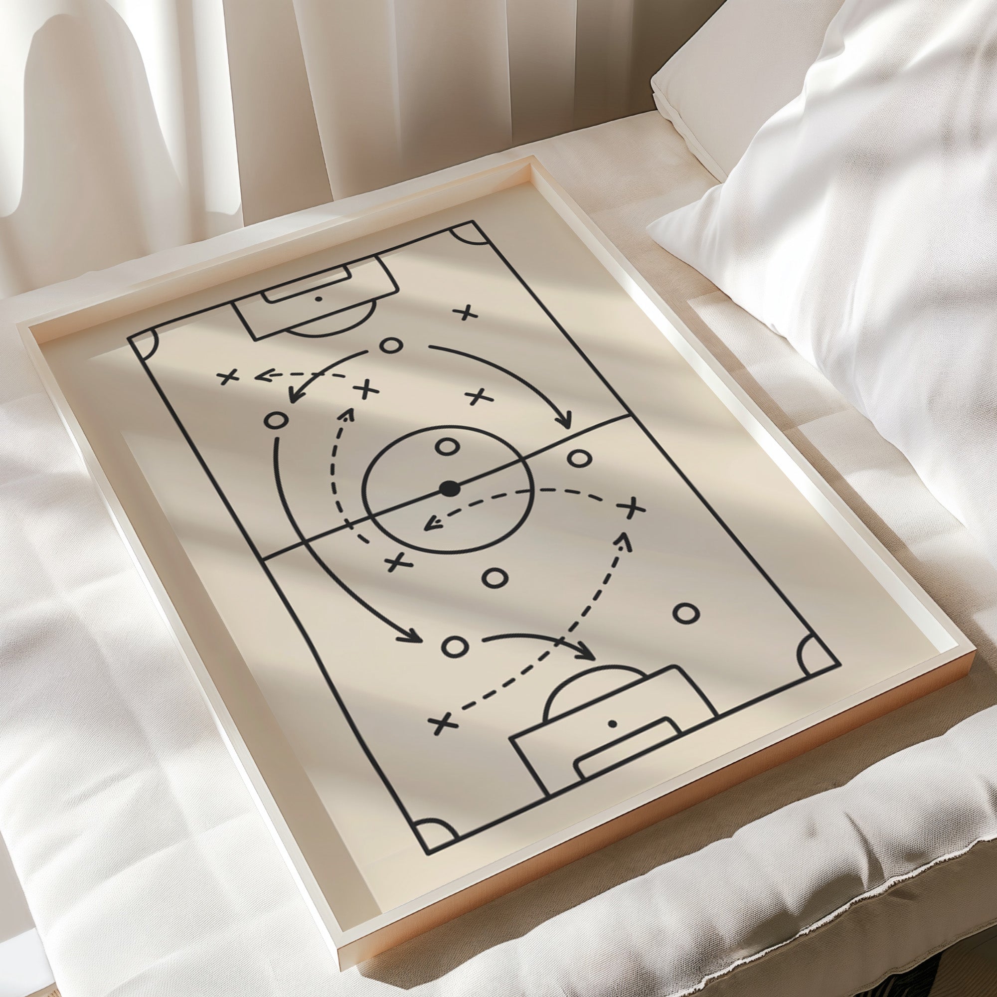 Personalised Neutral Football Prints Set of 6, Boys Bedroom - print flat lay