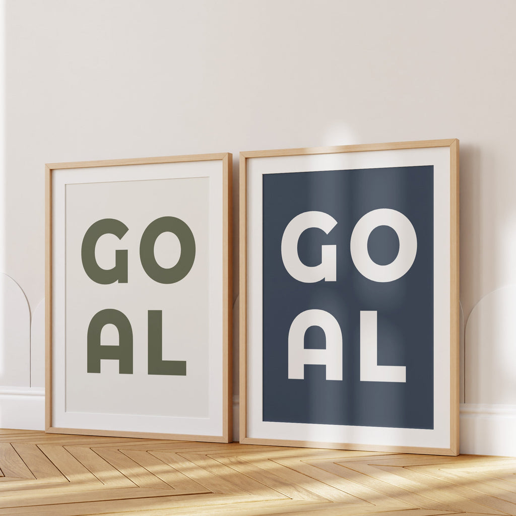 Football Goal Typography Print, Sage or Navy Boys Wall Art - artwork detail