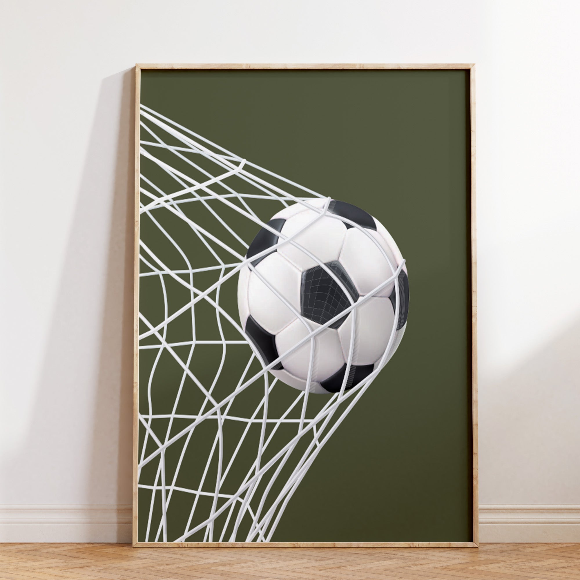 Green Football Goal Net Wall Art Print, Boys Room Decor Poster