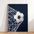 Navy Football Goal Net Wall Art Print, Boys Room Decor Poster