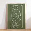 Green Football Tactics Wall Art Print, Boys Football Bedroom Decor