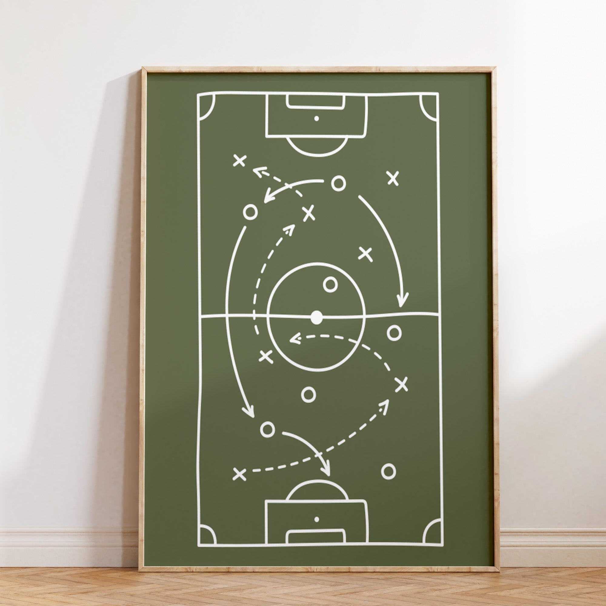 Green Football Tactics Wall Art Print, Boys Football Bedroom Decor