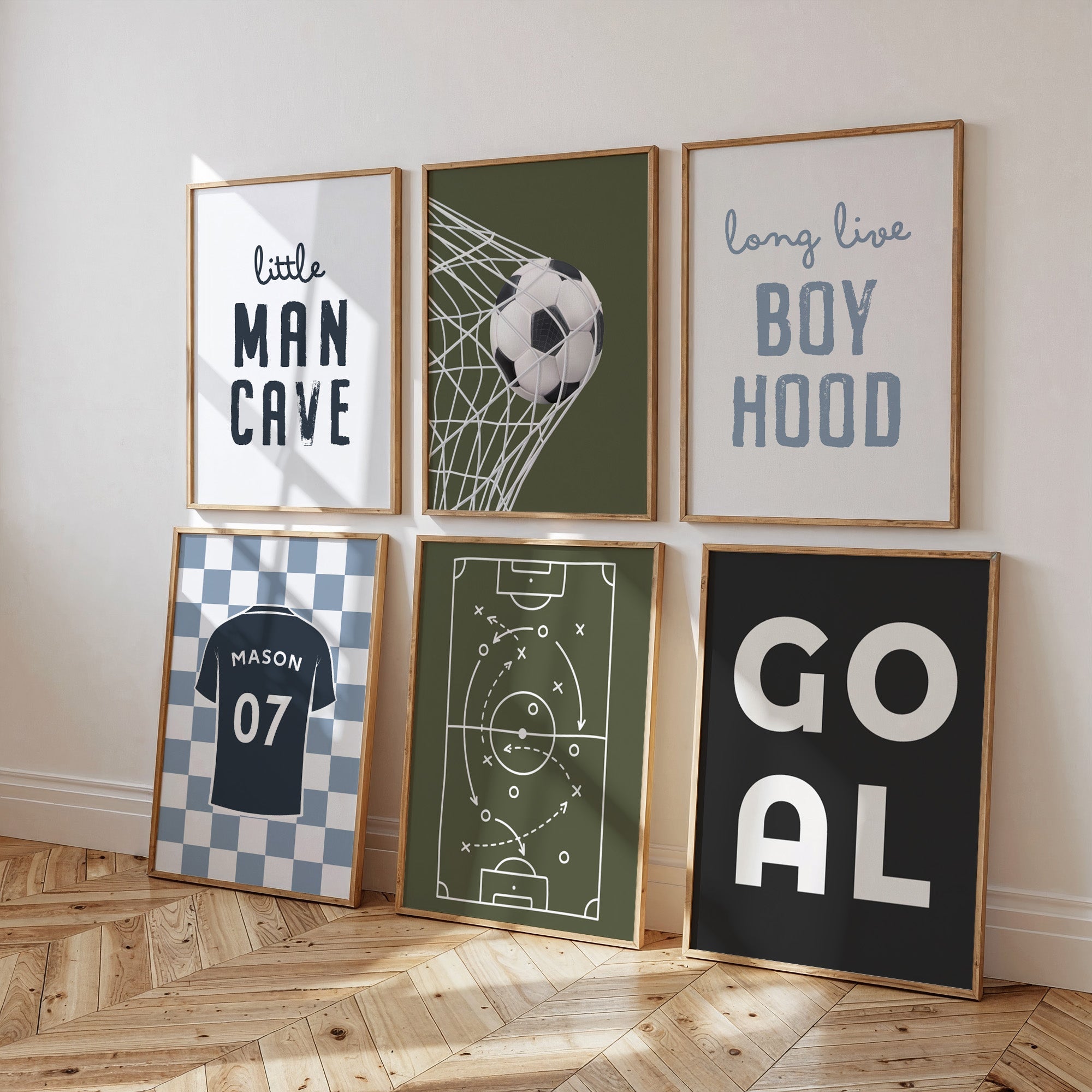 Personalised Football and Boyhood Prints Set of 6 - artwork detail