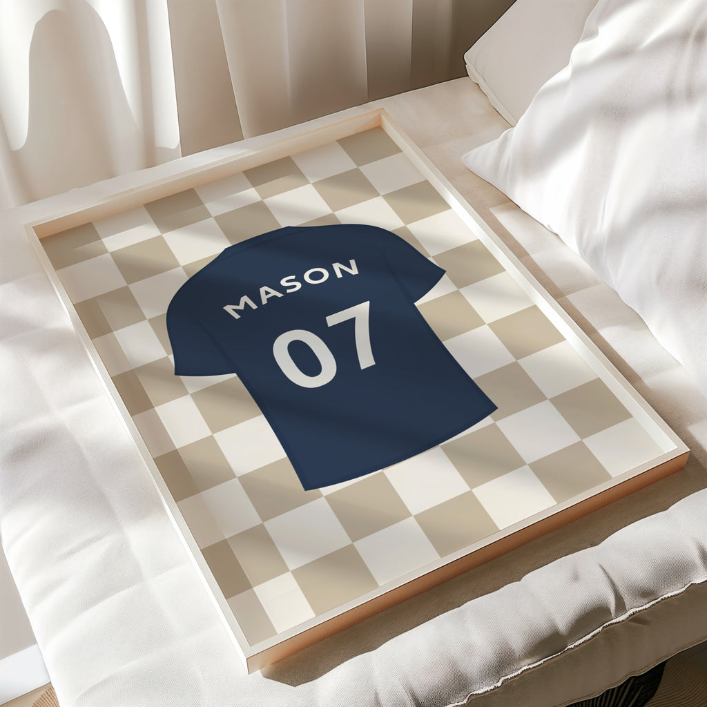 Personalised Football Wall Art Set of 9, Neutral Boys Bedroom Decor