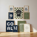 Personalised Football Wall Art Set of 9, Boys Bedroom Football Prints
