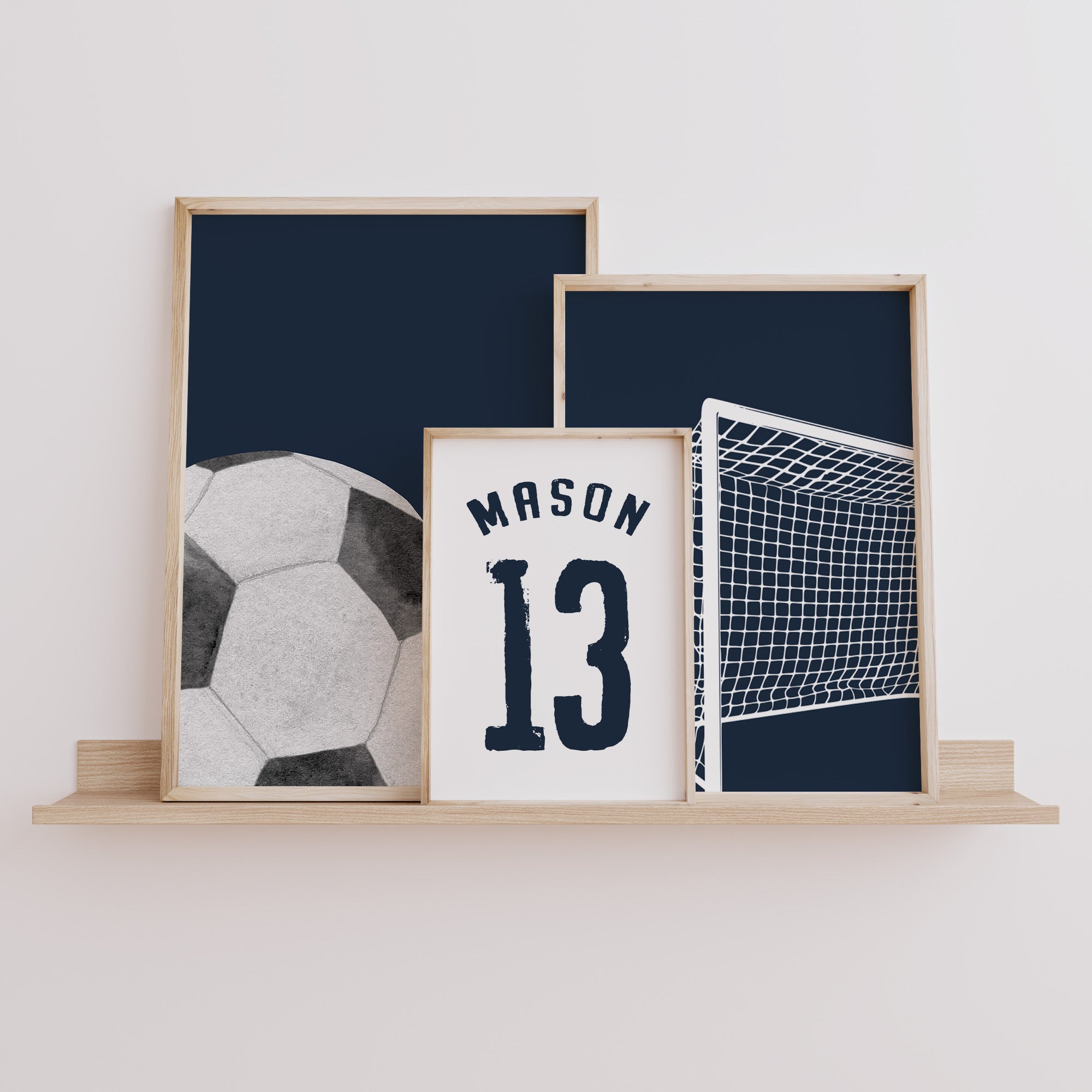 Personalised Football Wall Art Set of 3 – Boys Bedroom Prints