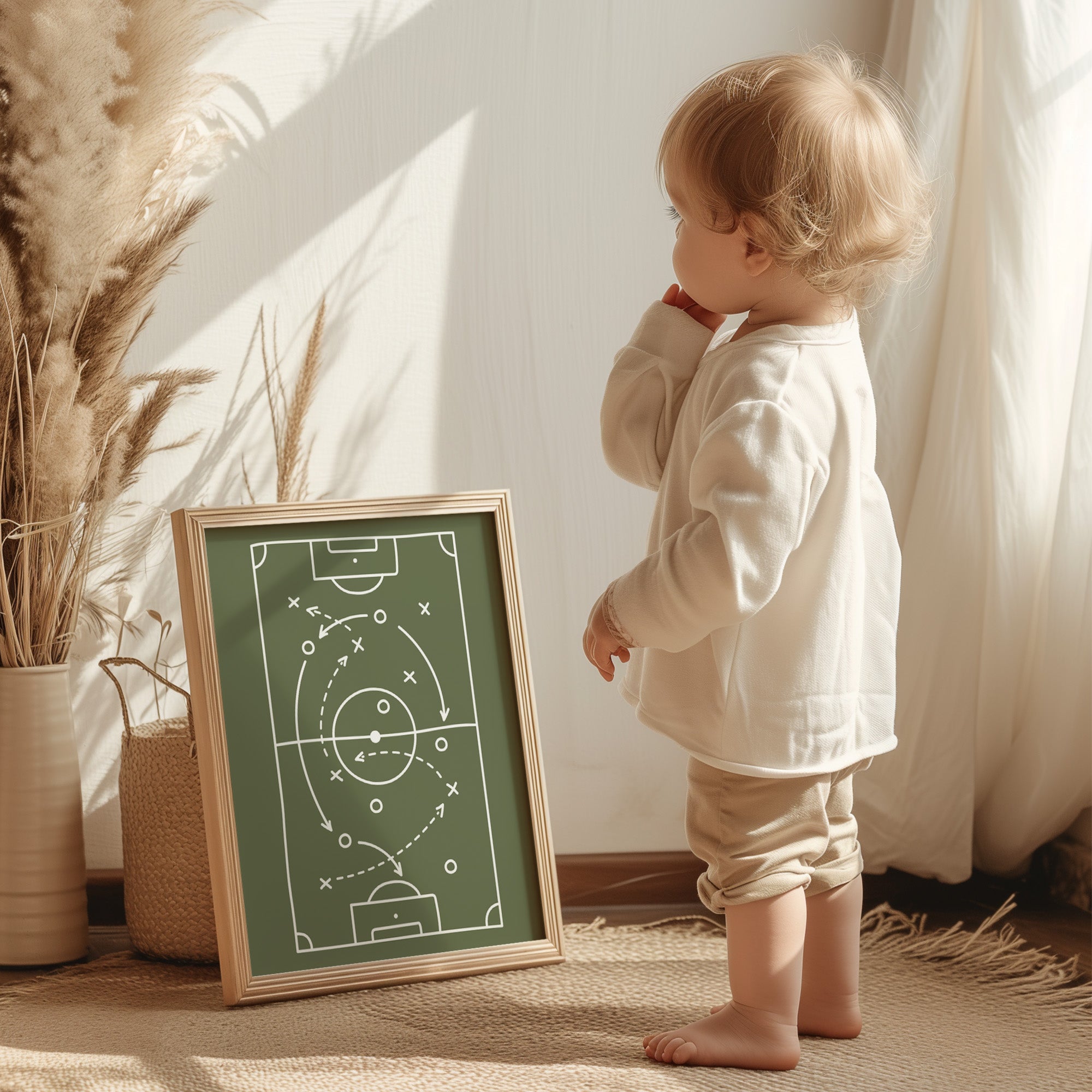 Green Football Tactics Wall Art Print, Boys Football Bedroom Decor