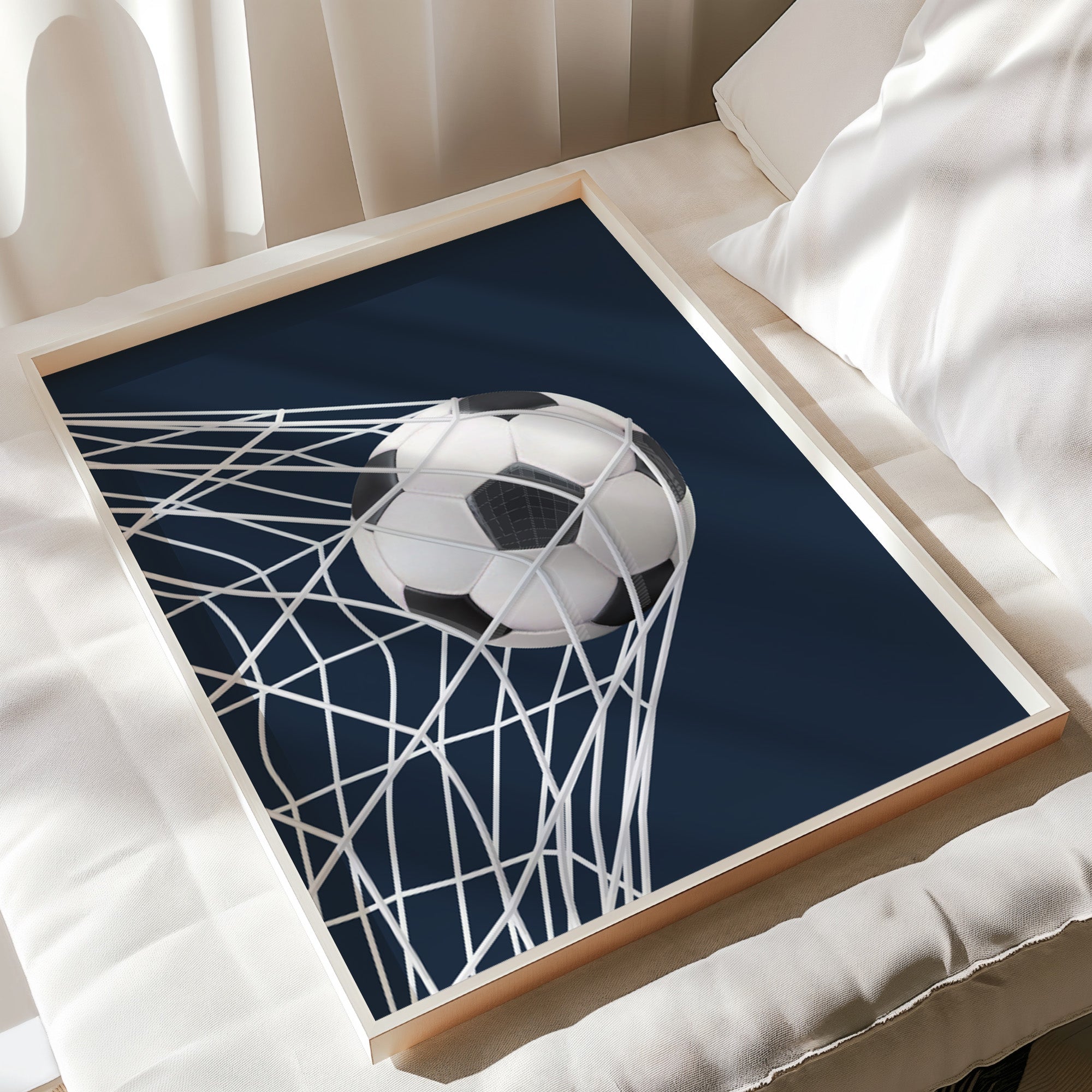 Personalised football prints set of 3 flat lay showing the coordinated designs