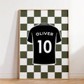 Personalised Football Shirt Print, Custom Name and Number