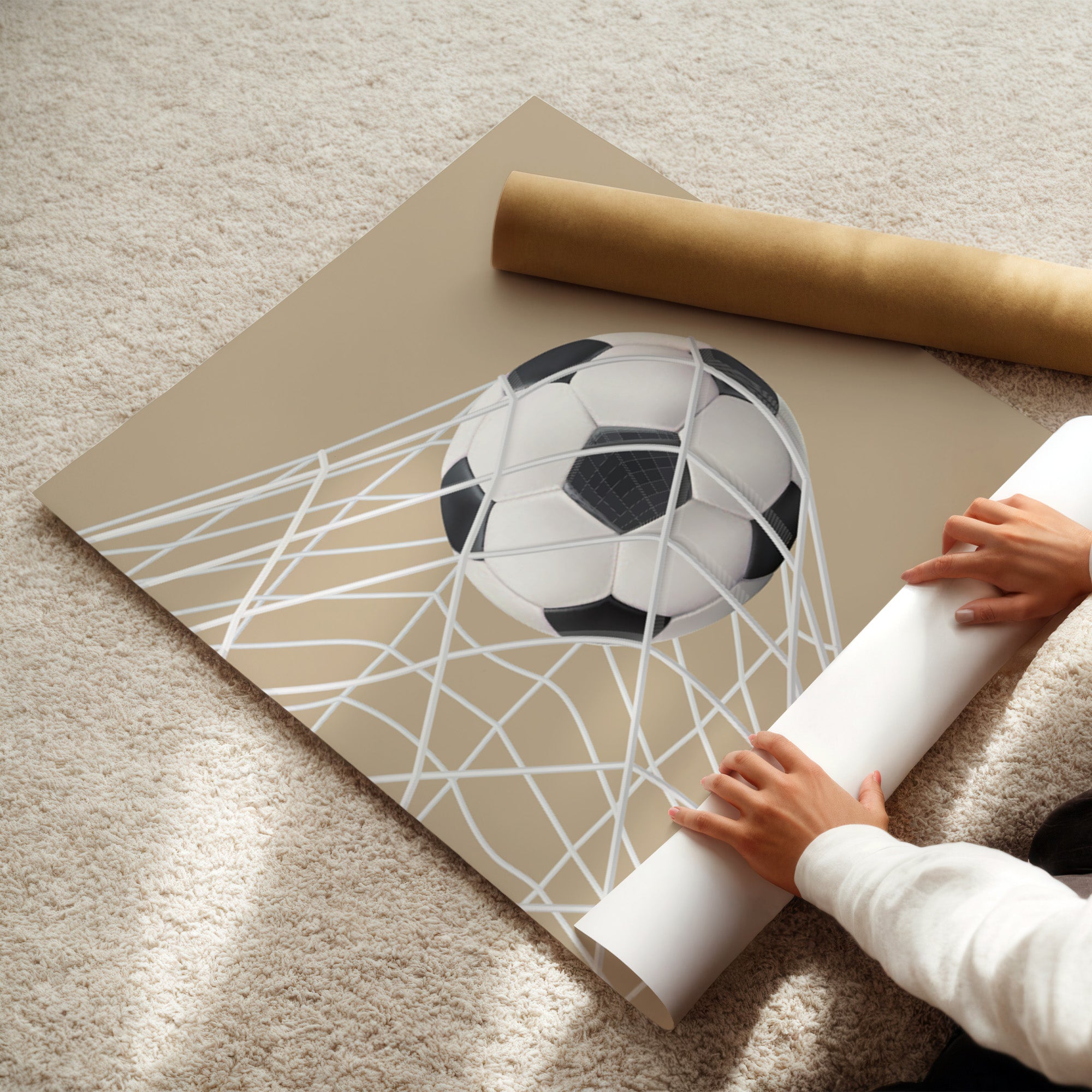 Neutral Football Wall Art Print, Boys Bedroom Decor Poster