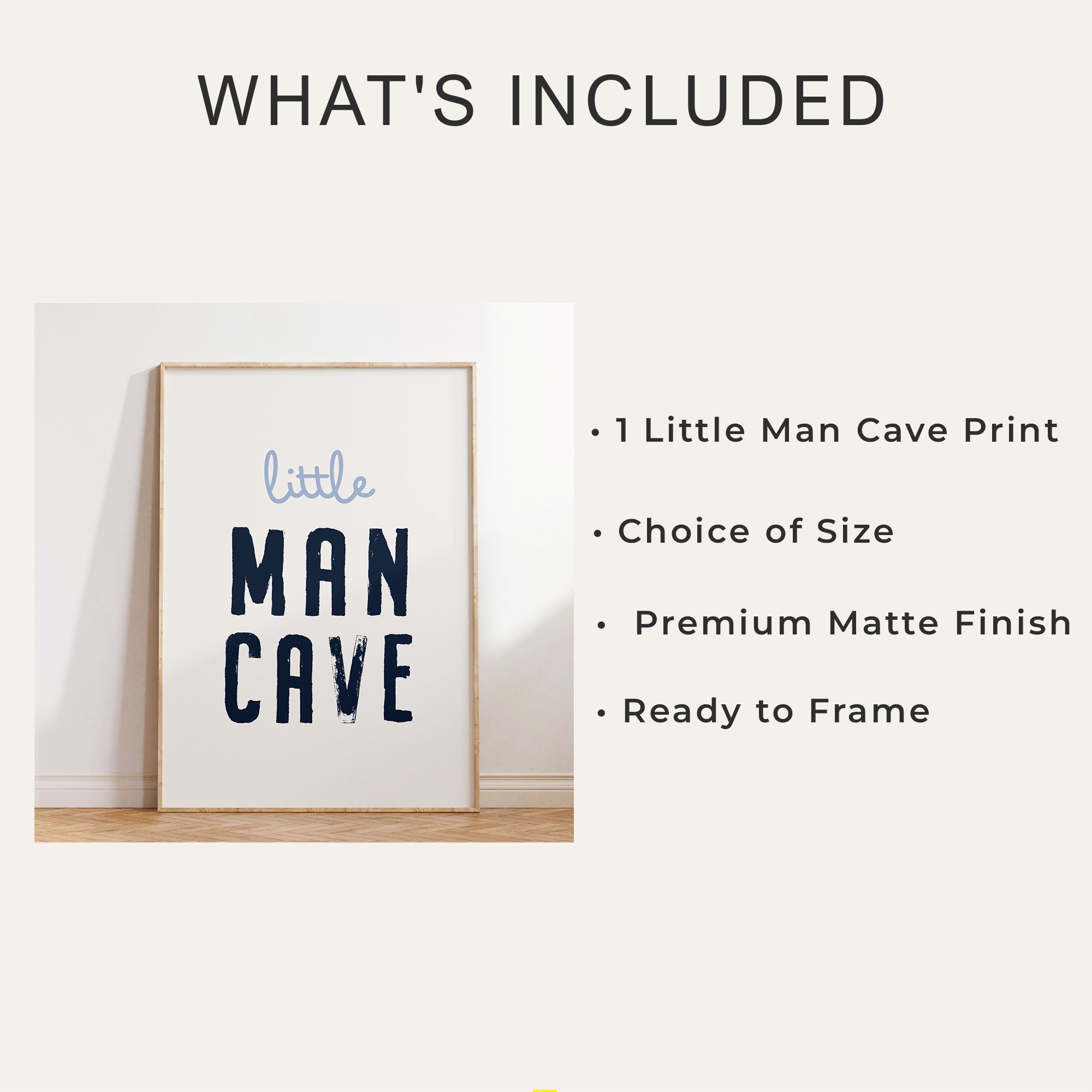 Little Man Cave Wall Art Print, Boys Bedroom Decor Poster