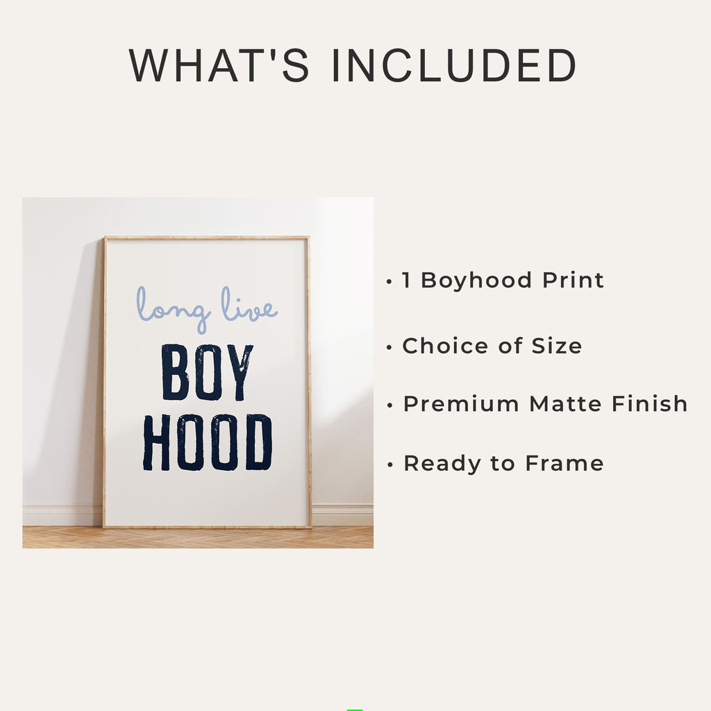 Long Live Boyhood Wall Art Print, Boys Bedroom Decor Poster