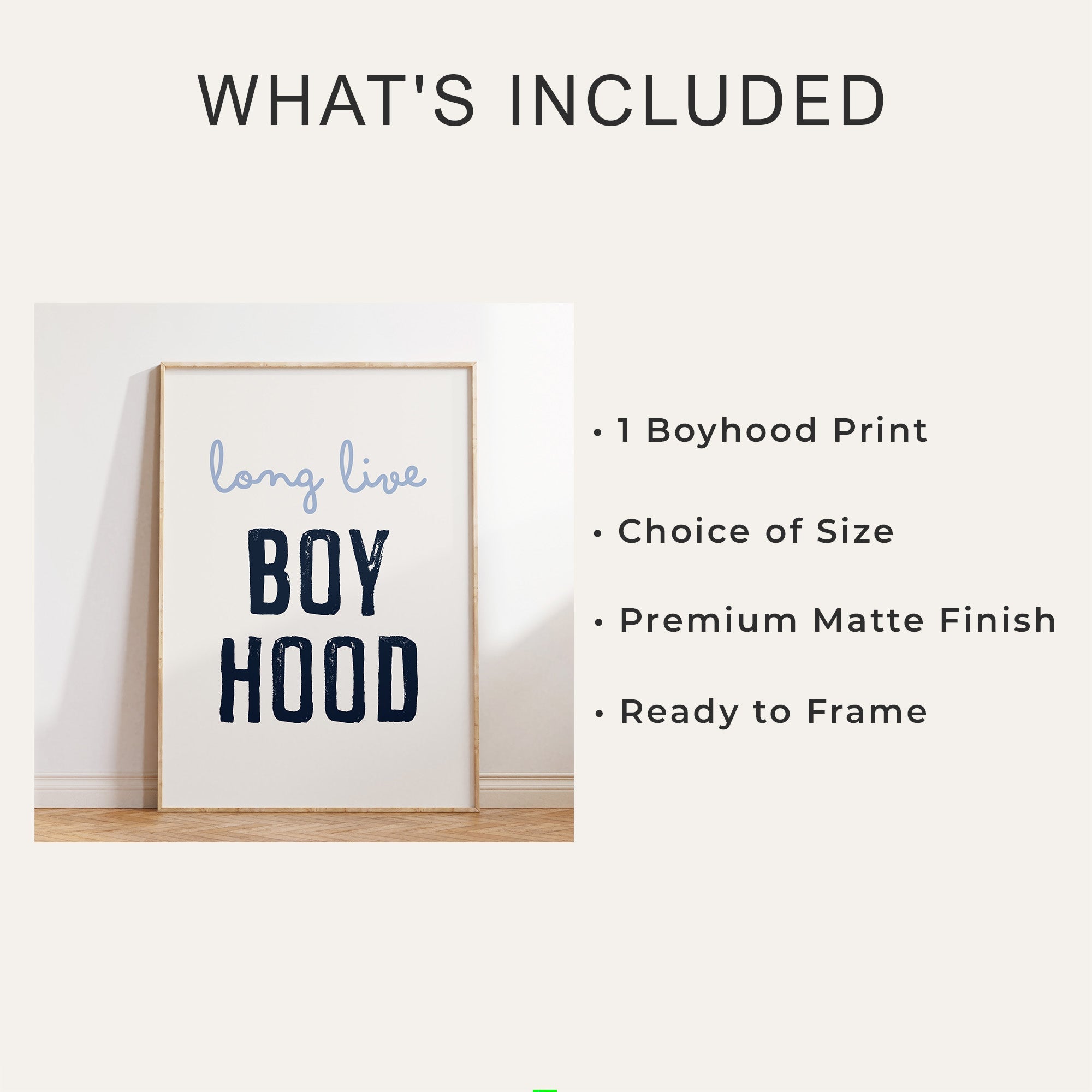 Long Live Boyhood Print, Neutral Boys Bedroom Wall Art - print options