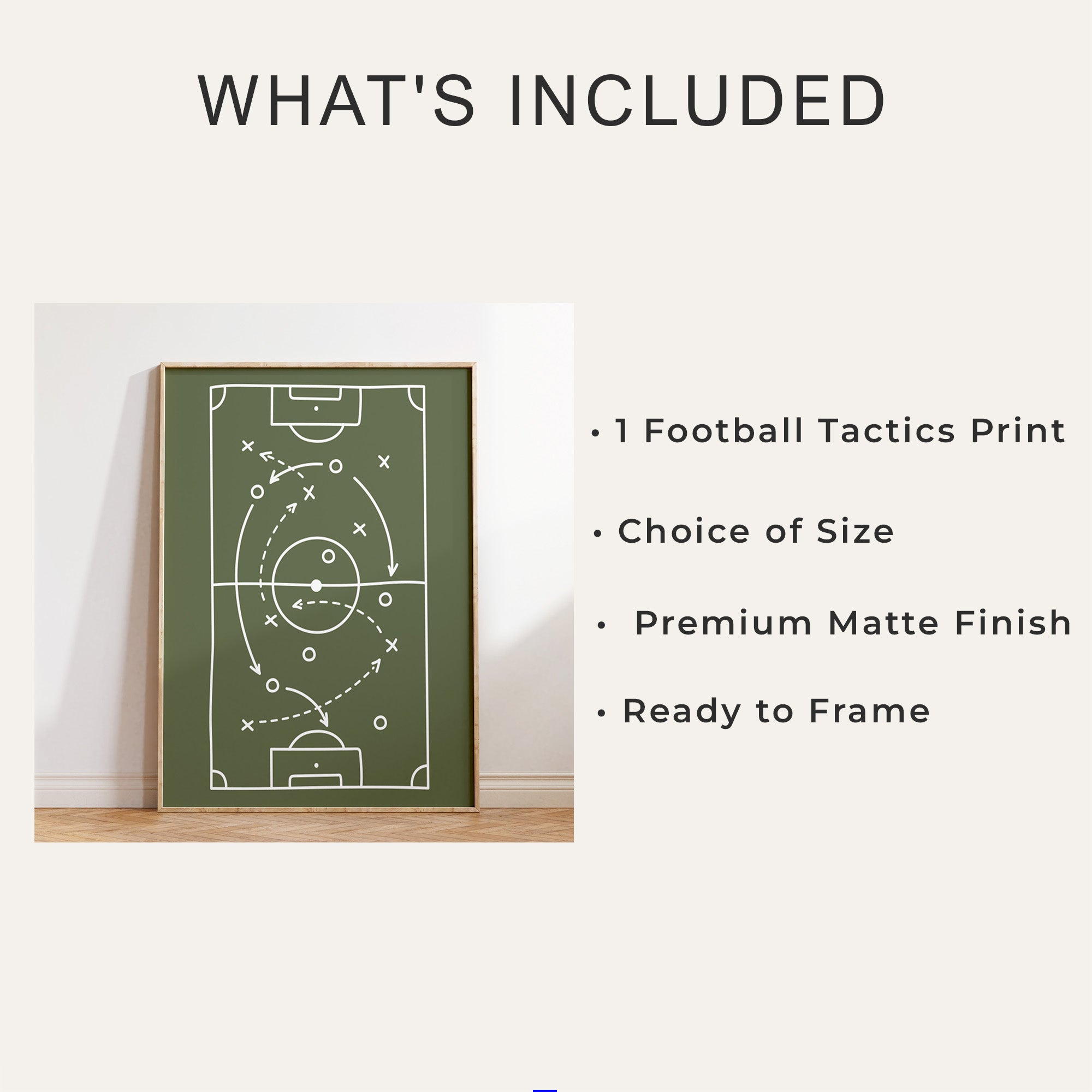 Green Football Tactics Wall Art Print, Boys Football Bedroom Decor