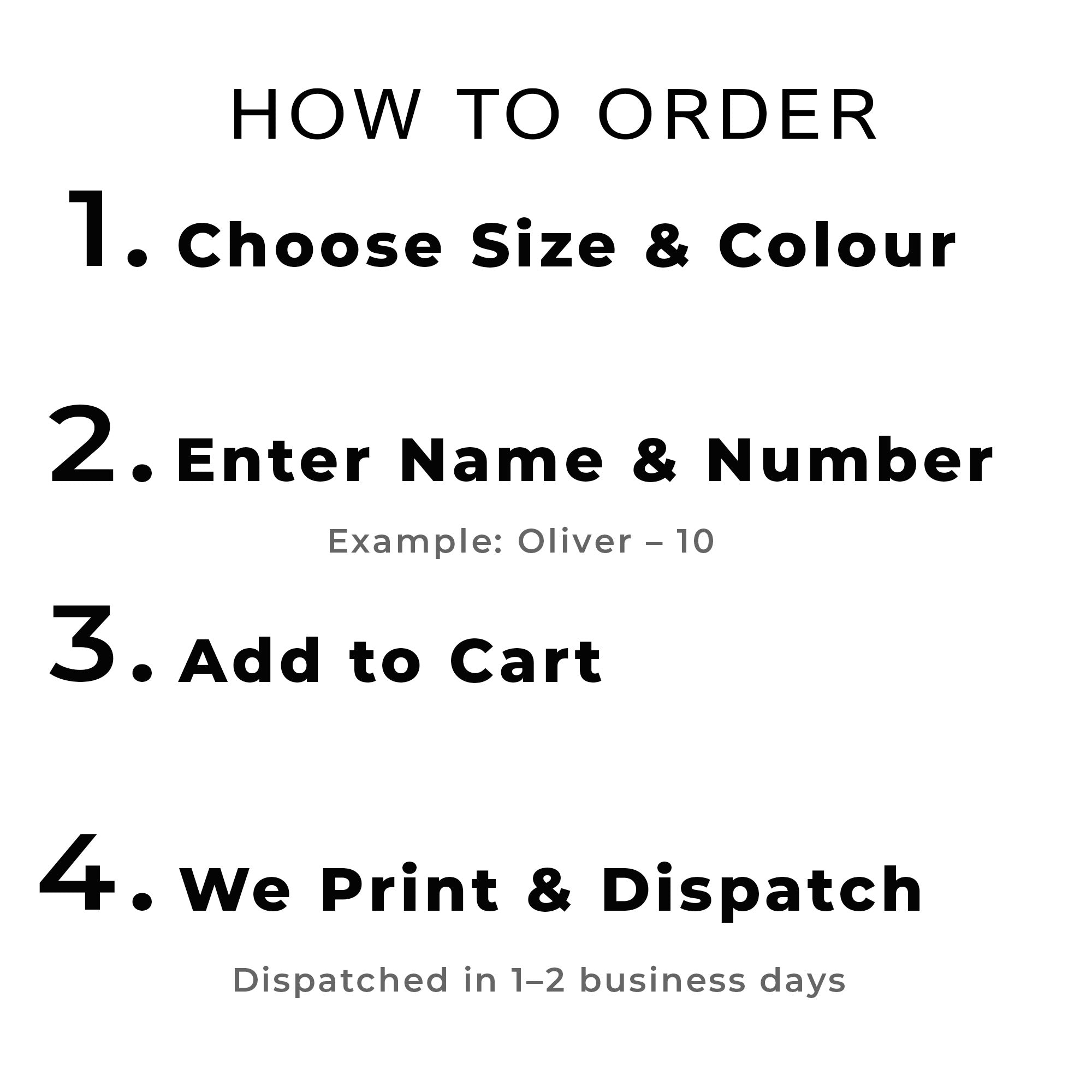 Personalised Football Shirt Print, Custom Name and Number - how to order