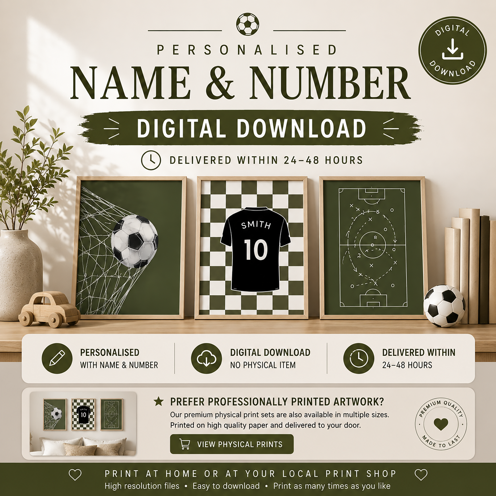 Personalised Football Wall Art Set (Digital Download)
