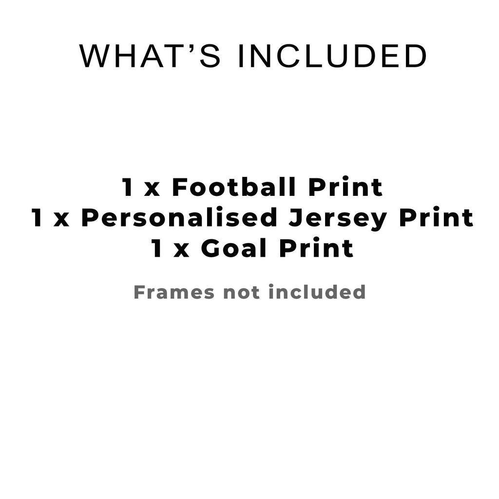 Personalised Football Prints Set of 3, Navy Boys Wall Art - artwork detail