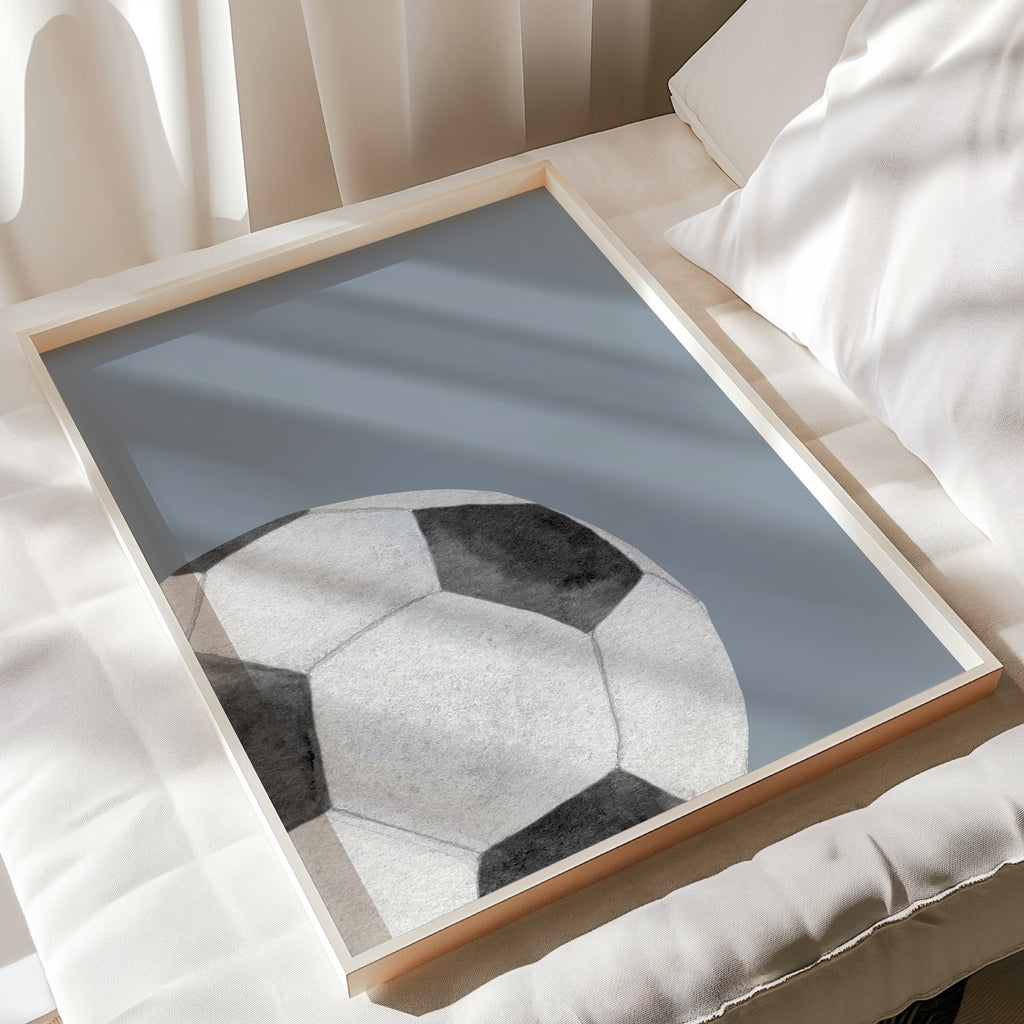 Grey football print from the coordinated set of 3 shown in a flat lay