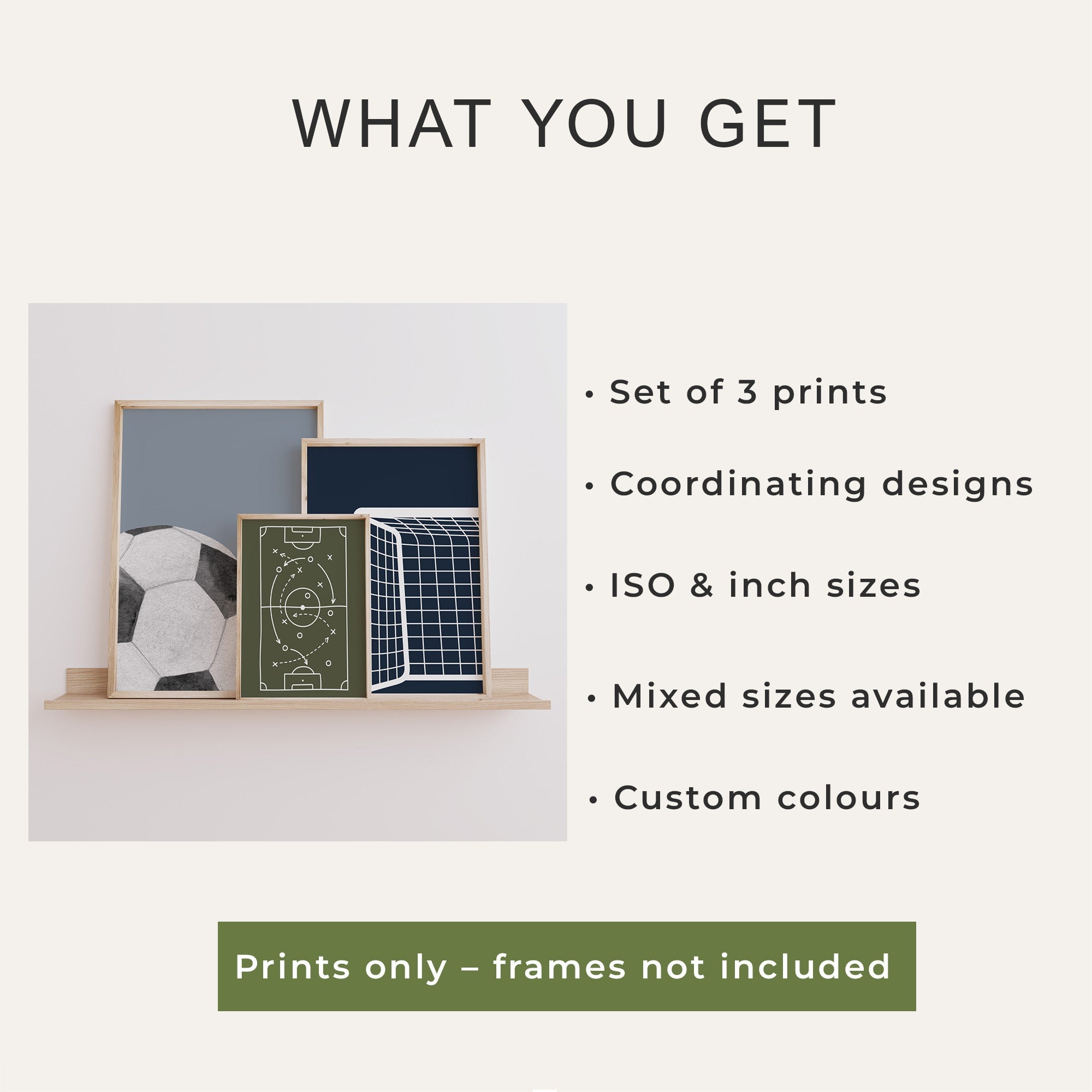 What is included with the EF32 football prints set of 3