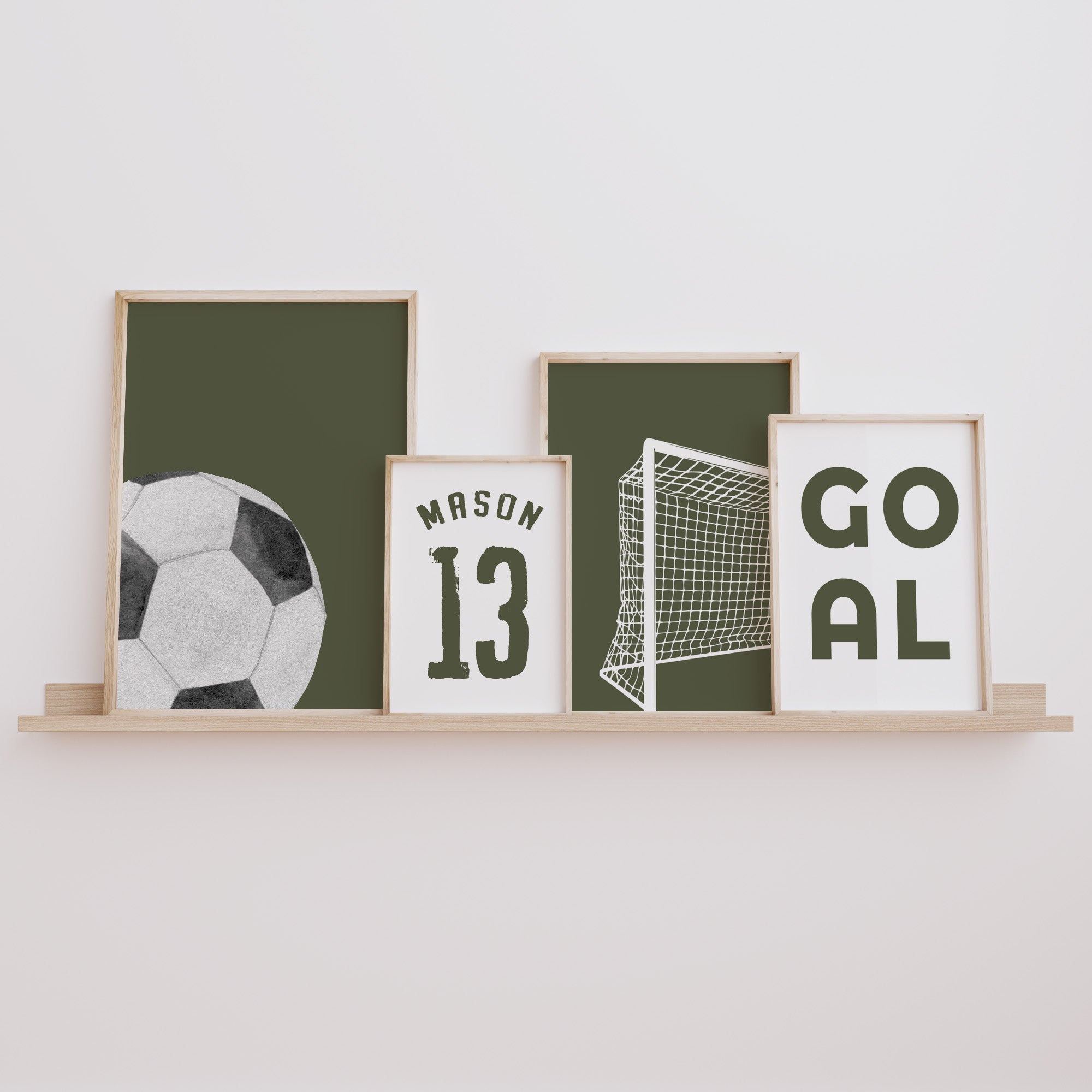 Personalised Go All In football wall art digital download set of four