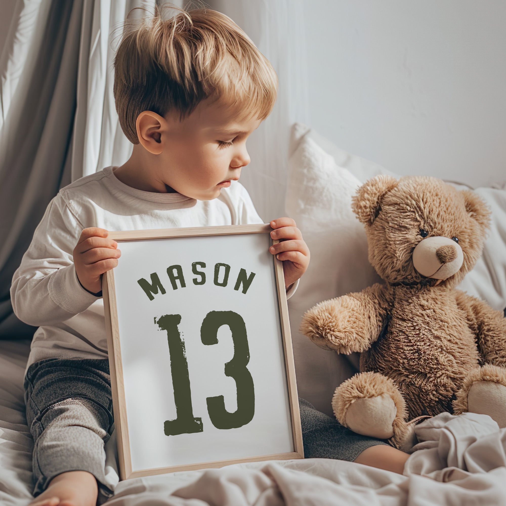 EF39 personalised football digital artwork set of four in a bedroom